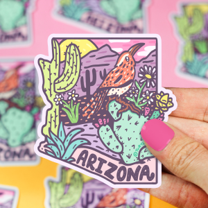 Arizona State Bird Cactus Wren Vinyl Sticker
