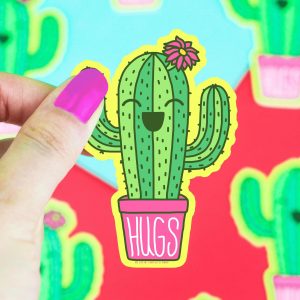 Hugs Potted Cacti Vinyl Sticker