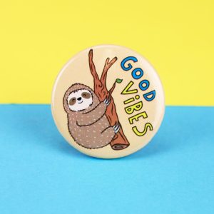 Good Vibes Sloth Pinback Button