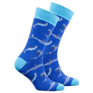 Men’s Blue Shark Crew Socks