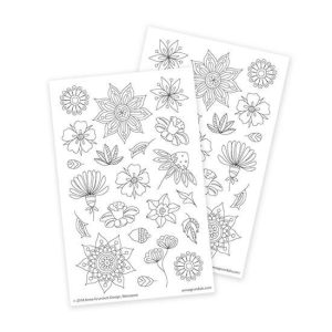 Flowers Coloring Stickers, 2 Sheets