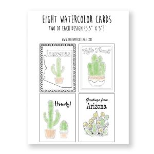 Paintable Arizona Cactus Watercolor Card Panels 8pc
