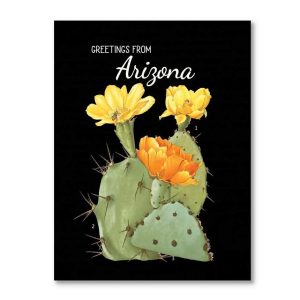 Greetings From Arizona Botanical Cactus Greeting Card
