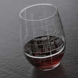 Chandler AZ Map Stemless Wine Glass