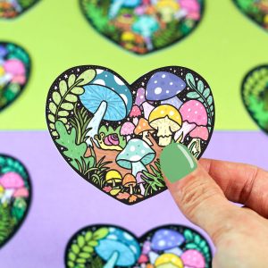 Forest Mushroom Heart Vinyl Sticker