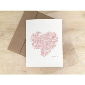 Chandler Arizona City Heart Map Art Print Greeting Card – Red