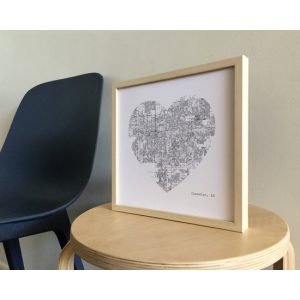12″x12″ Chandler Arizona City Heart Map Art Print – Black