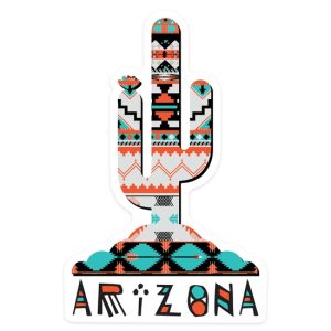 Arizona Saguaro Cactus Tribal Pattern Vinyl Decal