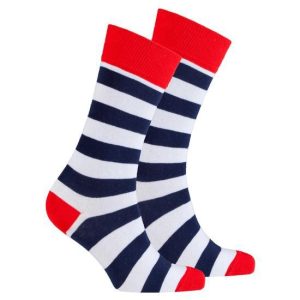 Men’s Navy White Stripe Crew Socks