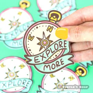 Explore More Compass Vinyl Sticker