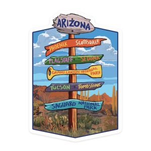 Arizona Destination Signpost Hexagon Vinyl Decal
