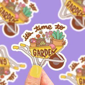 It’s Time To Garden Springtime Wheelbarrow Vinyl Sticker