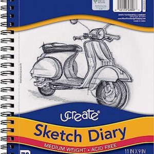 UCreate Sketch Diary, Medium Weight, 11″ x 9″, 70 Sheets