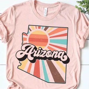 Arizona Retro State Adult Graphic Tee Peach