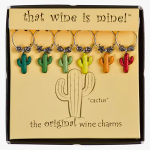 6-Piece Cactus Painted Wine Charms