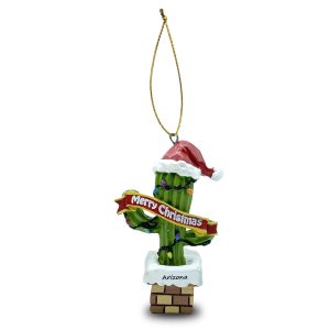 Arizona – Santa Hat Cactus – “Merry Christmas” – Resin Ornament