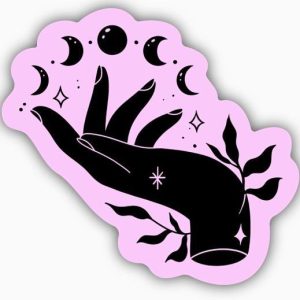 Mystic Hand and Moon Phase Sticker - Pink